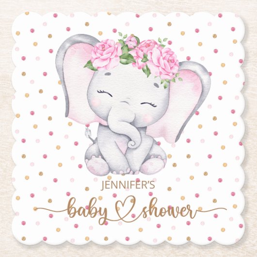 Girl Elephant Watercolor Babydusche Untersetzer (Vorderseite)