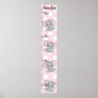 Girl Elephants Growth Chart Jegliche Farbe Behalte Poster