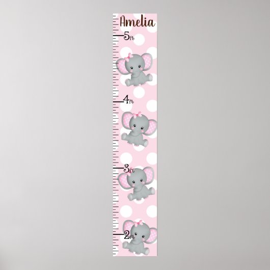 Girl Elephants Growth Chart Jegliche Farbe Behalte Poster (Vorne)
