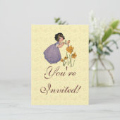 Girl Elf Fairy Daffodil Antique Oaster Einladung (Stehend Vorderseite)