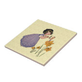 Girl Elf Fairy Daffodil Antique Oaster Fliese (Seite)