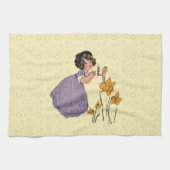 Girl Elf Fairy Daffodil Antique Oaster Handtuch (Horizontal)