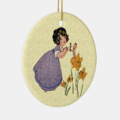Girl Elf Fairy Daffodil Antique Oaster Keramik Ornament (Rechts)