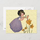 Girl Elf Fairy Daffodil Antique Oaster Postkarte (Vorne/Hinten)