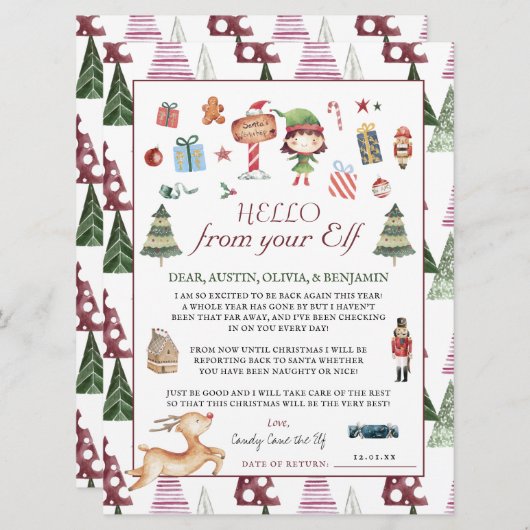 Girl Elf | Kids Christmas Elf Hallo Letter (Vorne/Hinten)