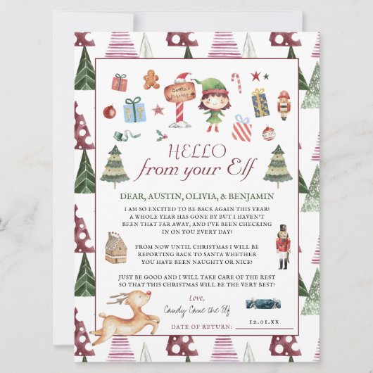Girl Elf | Kids Christmas Elf Hallo Letter (Vorderseite)