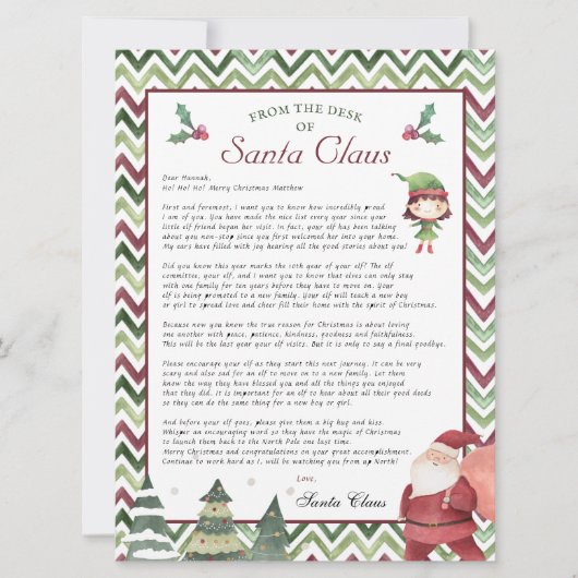 Girl Elf | Ruhestand Letter Christmas Santas Desk Einladung (Vorderseite)
