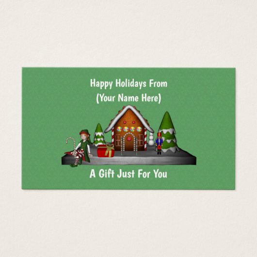 Girl Elf Scene Weihnachtsfeiertag Geschenkkarte Ta (Vorderseite)