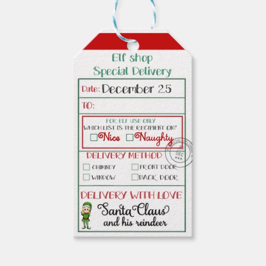 Girl Elf Shop Sonderlieferung Nizza oder schmutzig Geschenkanhänger (Vorderseite)