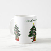 Girl Elf Weihnachtsbaum Personalisierter Urlaub Kaffeetasse (Vorderseite Links)