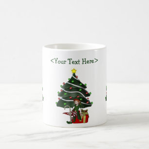Girl Elf Weihnachtsbaum Personalisierter Urlaub Kaffeetasse