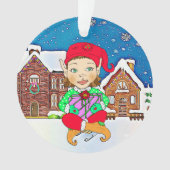 Girl Elf Whimsical Personalisierte Weihnachten Ornament (Vorderseite)