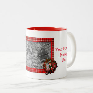 Girl Elf Wreath Christmas Foto Personalisiert Zweifarbige Tasse
