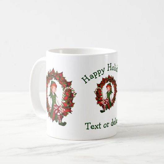 Girl Elf Wreath Personalisierter Weihnachtsurlaub Kaffeetasse (Vorderseite Links)