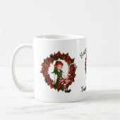 Girl Elf Wreath Personalisierter Weihnachtsurlaub Kaffeetasse (Links)