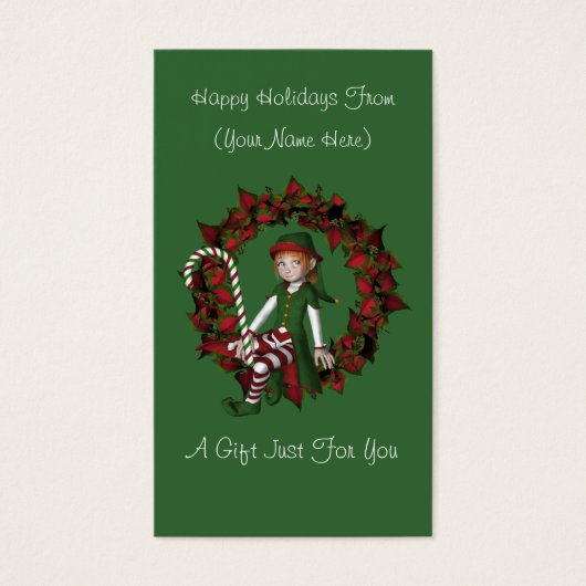 Girl Elf Wreath Weihnachtsfeiertag - Geschenkkarte (Vorderseite)