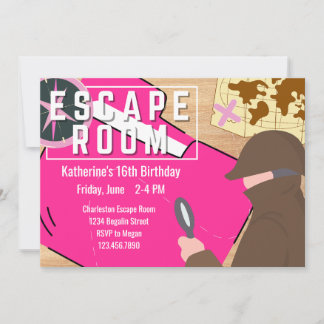 Girl Escape Room Party Steampunk Mystery Birthday Einladung