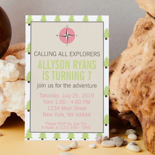 Girl Explorer, Natur, Glamping Adventure Geburtsta Einladung
