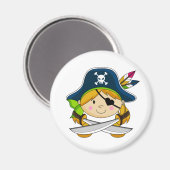 Girl Eyepatch Pirate Magnet (Vorderseite/Rückseite)