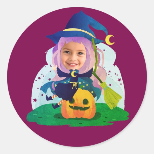 Girl Face Personalized Runder Aufkleber (Vorderseite)