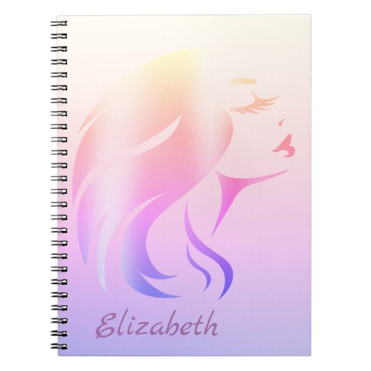 Girl Face Silhouette, Ombre - Personalisiert Notizblock (Vorderseite)