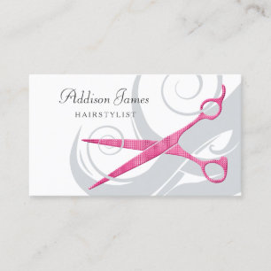 Girl Fairstylist Pink Scissors Curls Ernennung Terminkarte