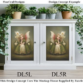 Girl Fairy-Girl-Daffodil in grüner DL5R-Decoupage Seidenpapier