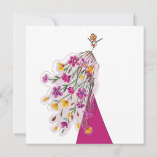 Girl Fairy in Blumenkleid Illustration Einladung