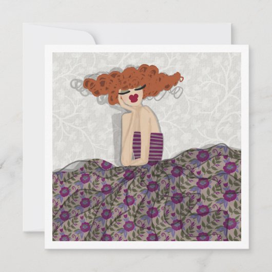 Girl Fairy in Floral Print Fashion Illustration Einladung (Vorderseite)