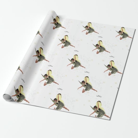 Girl Fairy mit gelbem Wings Wrapping Paper Geschenkpapier (Ungerollt)
