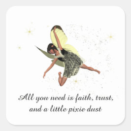 Girl Fairy mit gelben Flügelklebern Quadratischer Aufkleber