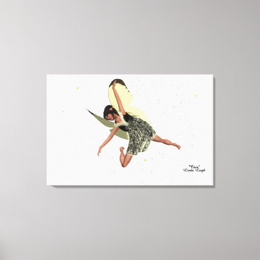 Girl Fairy mit gelben Flügeln Canvas Print Leinwanddruck (Vorderseite)