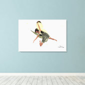 Girl Fairy mit gelben Flügeln Canvas Print Leinwanddruck (Insitu (Holzboden))