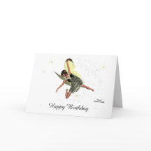 Girl Fairy mit gelben Flügeln Geburtstagskarte