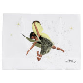 Girl Fairy mit gelben Flügeln Geschenktasche Große Geschenktüte (Rückseite)
