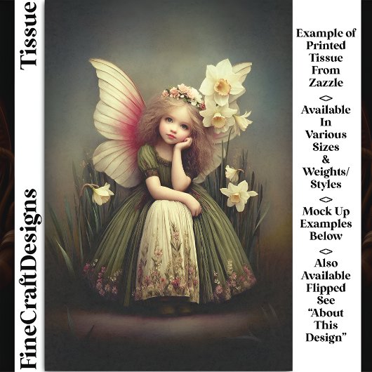 Girl Fairy, trockenblütig, grüne DL5RF Decoupage Seidenpapier