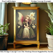 Girl Fairy, trockenblütig, grüne DL5RF Decoupage Seidenpapier