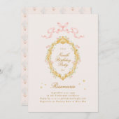 Girl Fairytale Princess Bow Pink Birthday Party Einladung (Vorne/Hinten)