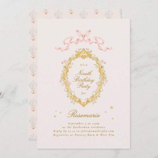 Girl Fairytale Princess Bow Pink Birthday Party Einladung (Vorne/Hinten)