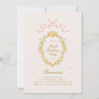 Girl Fairytale Princess Bow Pink Birthday Party Einladung