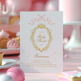 Girl Fairytale Princess Stars Bow Pink Baby Dusche Einladung