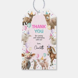 Girl Farm Animals Barn Balloon Confetti Geburtstag Geschenkanhänger