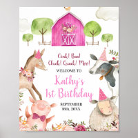 Girl Farm Animals Barnyard 1. Geburtstag Willkomme
