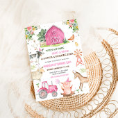 Girl Farm Animals Barnyard Geburtstag Einladung
