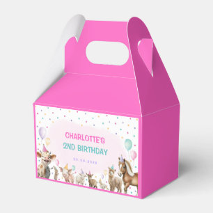 Girl Farm Animals Colorful Confetti Geburtstagspar Geschenkschachtel