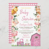 Girl Farm Baby Dusche Einladung (Vorne/Hinten)