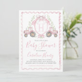 Girl Farm Baby Shower Gingham Pink Einladung (Stehend Vorderseite)