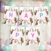 Girl Farm Barnyard Animals Confetti Happy Birthday Wimpelkette