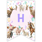 Girl Farm Barnyard Animals Confetti Happy Birthday Wimpelkette (Zweite Fahne)