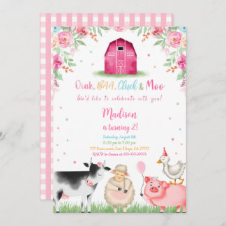 Girl Farm Birthday Einladung